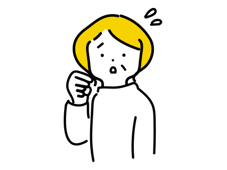 不安で戸惑うシニアの女性のイラスト 不安,戸惑う,焦る,女性,年配,おばさん,シニア,心配,感情,フリーのイラスト素材