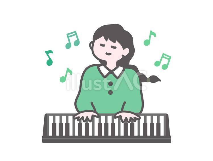 ピアノを弾く女性 ピアノ,キーボード,演奏のイラスト素材