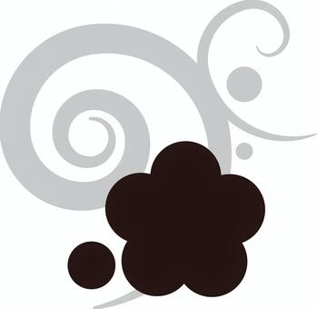 花と蔓のシンプルな飾り・モノトーン 花,つる,渦巻,丸,飾り,挿絵,あしらい,ワンポイント,シンプル,単純のイラスト素材