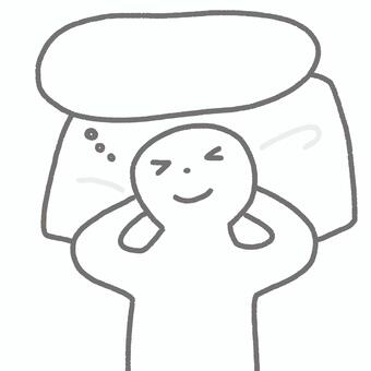 ワクワク人物イラスト　幸せ　思い出し笑い 思い出し笑い,思い出す,嬉しい,幸せ,ポジティブ,楽しみ,ワクワク,笑顔,笑い,考えるのイラスト素材