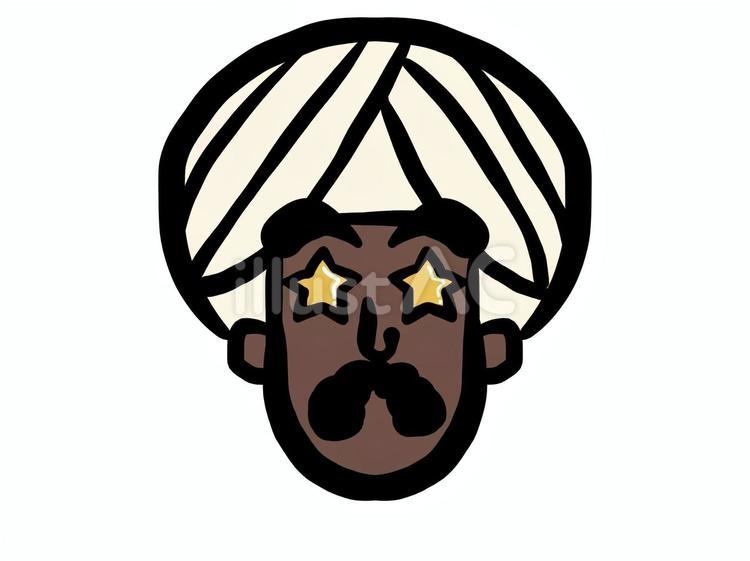 目が星のインド人の顔 インド,インド人,ターバンのイラスト素材