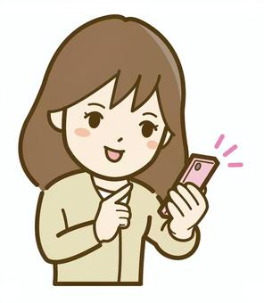 スマホを見て喜ぶ女性_25 スマホを見て喜ぶ女性_25 女性,人物,人,スマホ,スマートフォン,ケータイ,見る,見て,笑顔,喜びのイラスト素材