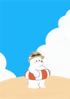 しろくまさんの夏 しろくま,夏,浮き輪,動物,ゆるかわのイラスト素材
