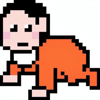 ドット絵の赤の赤ちゃんです。 ドット絵の赤の赤ちゃんです。 ドット絵,赤ちゃん,シンプル,乳児,ハイハイ,ベビー,育児,成長記録,新生児,前進のイラスト素材