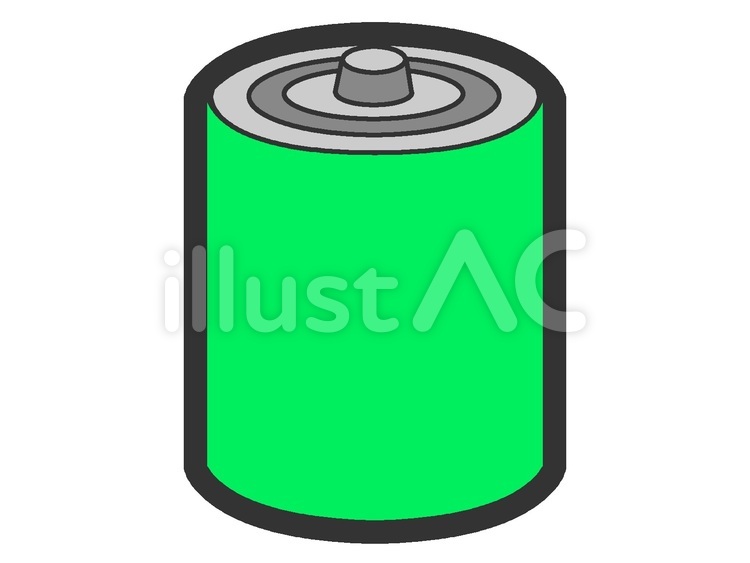 緑色の単一電池のアイコン 単一電池,電池,電気のイラスト素材
