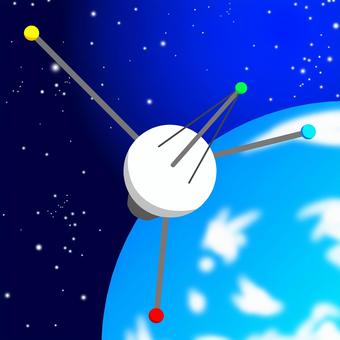 人工衛星 宇宙,宇宙科学,衛星,人工衛星,宇宙空間,地球,青色,蛍光色,グラデーション,デフォルメのイラスト素材