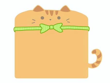 茶トラ猫のメモ帳フレーム（線なし） 猫,茶猫,トラ猫,メモ帳,フレーム,ふせん,手描き,かわいい,ゆるい,デフォルメのイラスト素材