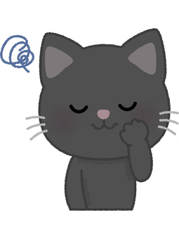 黒猫悩む 黒猫,悩む,考える,モヤモヤ,ネコ,キャット,動物,黒,ペットのイラスト素材