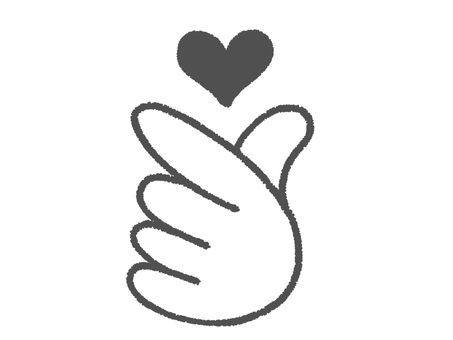 指ハートのマーク（白黒） 指,ハート,マーク,ハンドサイン,手,好き,ラブ,いいね,白黒,モノクロのイラスト素材