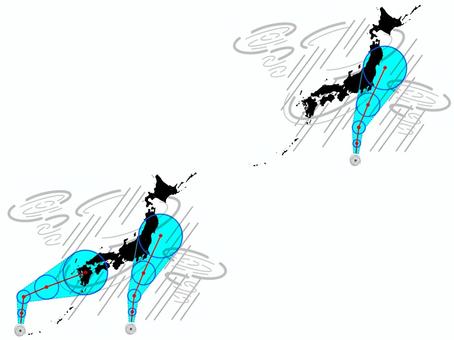 台風 台風,セット,ハリケーン,サイクロン,ダブル,夏,暴風域,強風圏,進路,予想のイラスト素材