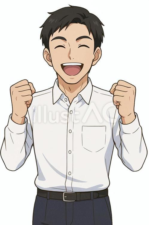 喜ぶ笑顔の男性 男性,20代,シャツのイラスト素材