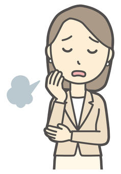  カジュアルスーツ女性-065-バスト 悩む,会社員,女性,スーツ,ビジネス,仕事,ol,人,大人,ビジネスウーマンのイラスト素材