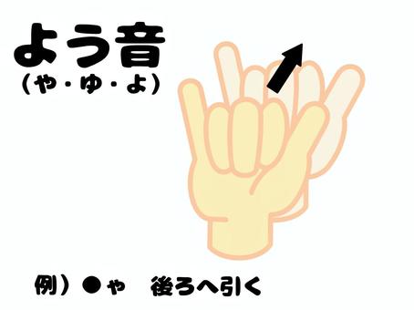 ゆび文字 指,文字,例,や,よう音,やゆよ,手,右手,人,コミュニケーションのイラスト素材