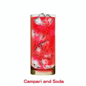 カンパリソーダ カクテル,カンパリ,ソーダ,洋酒,アルコールのイラスト素材