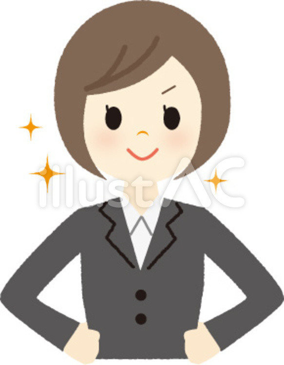社員_やる気 女性,スーツ,やる気のイラスト素材
