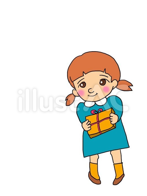 プレゼントを渡したい女の子 女の子,プレゼント,恥ずかしいのイラスト素材