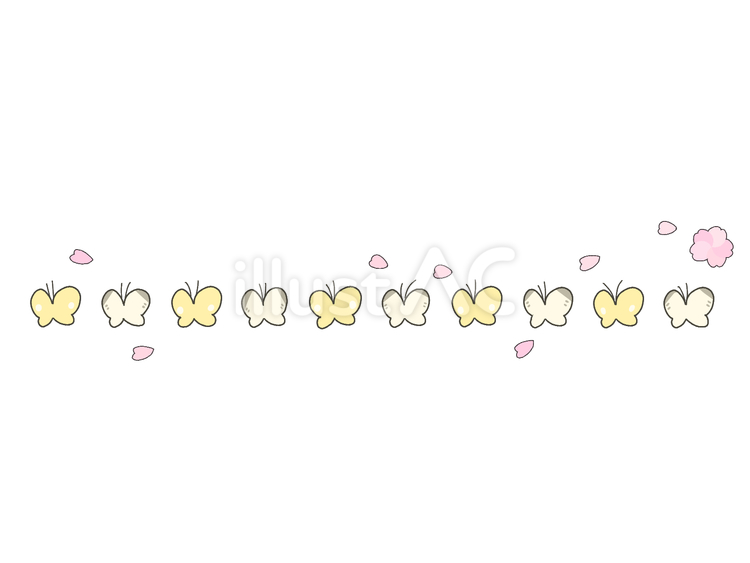 隊列を組む蝶々と桜の花びらのライン成功例 蝶々,ちょうちょ,生き物のイラスト素材