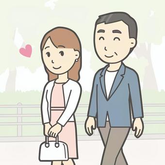  婚活08-年の差カップル_正方形 婚活,お見合い,年齢差,カップル,男女,恋愛,相性,デート,笑顔,独身のイラスト素材