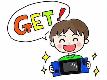 ゲーム機を手に入れて喜ぶ人 ゲーム,男の子,嬉しい,get,当選のイラスト素材