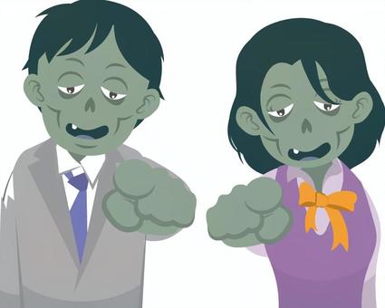 ゾンビ会社員男女 ゾンビ,アンデッド,会社員,サラリーマン,男性,女性のイラスト素材