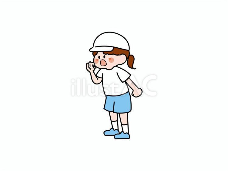 運動会　応援　女の子　イラスト 運動会,小学校,行事のイラスト素材