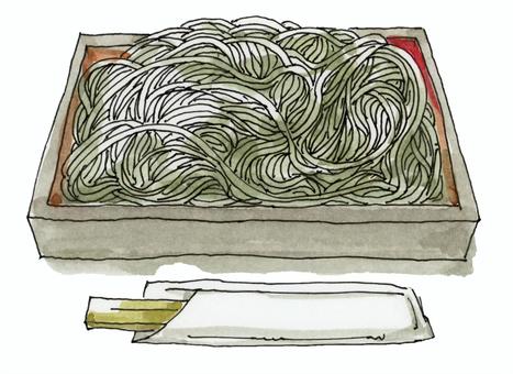 蕎麦 和蕎麦,麺,つけ麺,和食,大盛,水彩のイラスト素材