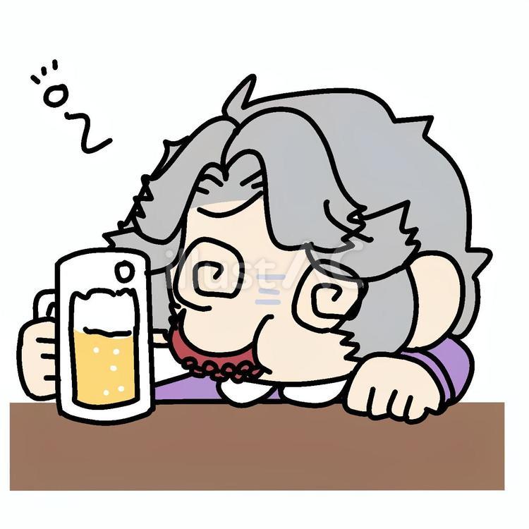 気持ち悪く酔っぱらうおばあさん おばあさん,気持ち悪い,苦しいのイラスト素材