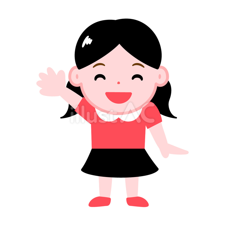片手を上げる小学生の女の子 女の子,はーい,片手のイラスト素材