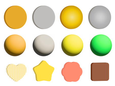 がびょうを上から見たイラスト素材セット がびょう,刺す,掲示板,掲示物,貼る,文房具,とめる,丸い,ハート,星のイラスト素材