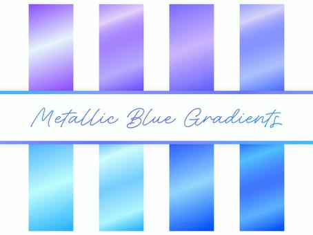 メタリックなグラデのスウォッチセット 青 青,メタリック,グラデーション,背景,紫,水色,光沢,輝き,素材,クールのイラスト素材