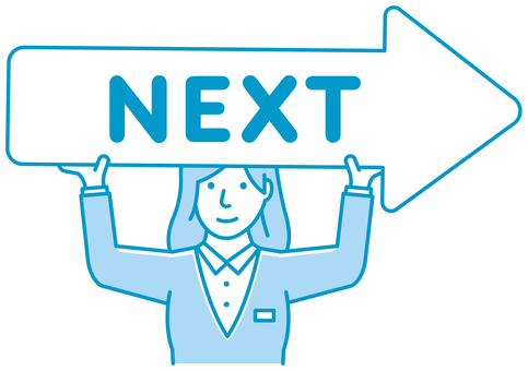 矢印を持つ女性会社員 イラスト/NEXT 女性,人物,ネクスト,次,日本人,矢印,標識,会社員,ビジネス,olのイラスト素材