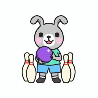 ボーリング大会でストライクを狙うウサギ ボーリング,ボウリング,ボーリング場,レジャー,遊び,親睦,親睦会,２次会,大会,ストライクのイラスト素材