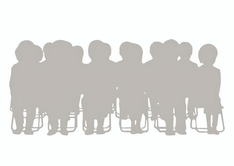 式典に参加する人々のシルエット（前から） シルエット,人々,集団,式典,ビジネス,スーツ,前から,座る,社会人,就活のイラスト素材