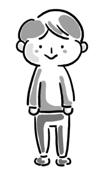 手描き男性人物イラスト白黒