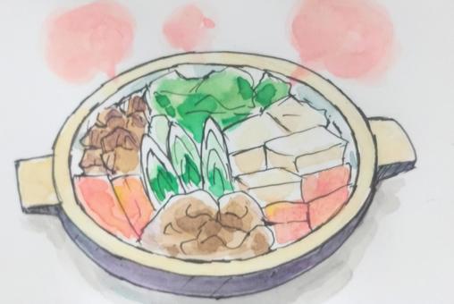 鍋料理 鍋料理,材料,肉,野菜,豆腐,煮込みのイラスト素材