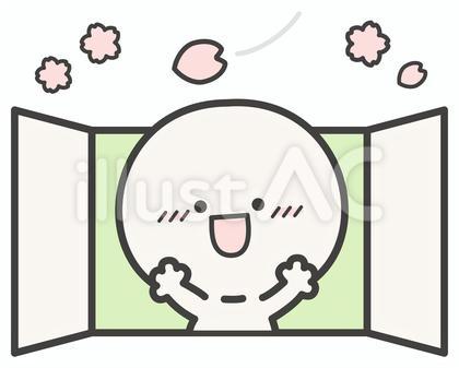 春の桜の花とお花見をする人物02