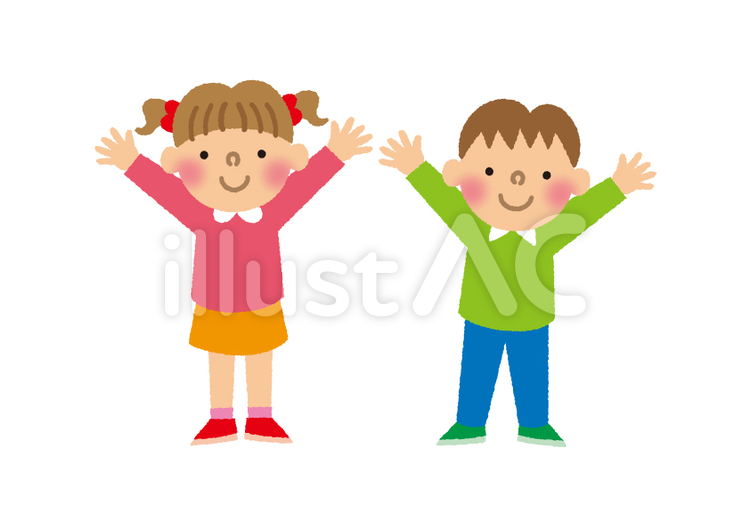 女の子と男の子 子供,女の子,男の子のイラスト素材
