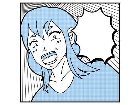 漫画風　驚いている女性 人物,漫画,漫画風,コミック,コミック風,コマ,吹き出し,線画,手書き,女性のイラスト素材