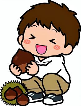 白の栗拾いの男子です。 栗,果物,シンプル,拾う,食べ物,人物,農業,農家,収穫,青果のイラスト素材