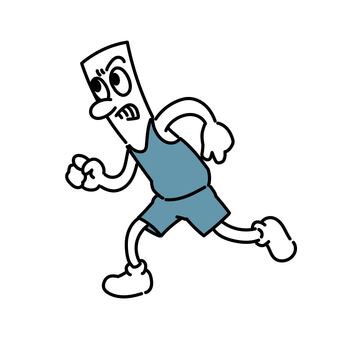 走る棒人間 棒人間,走る,しかめっ面,真剣,真面目,キャラクター,スポーツ,運動,健康,練習のイラスト素材