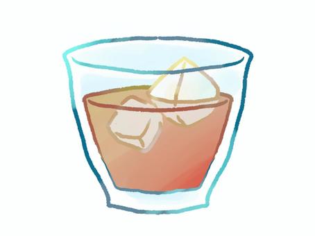 ガラスコップに入った麦茶と氷 麦茶,ガラス,コップ,冷たい,氷,夏,飲み物のイラスト素材