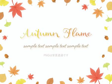 00838_秋の紅葉フレーム背景枠もみじ 秋,紅葉,フレーム,手描き,もみじ,背景,9月,10月,11月,枠のイラスト素材