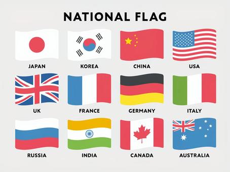 Illustration, flag, japan, korea, 