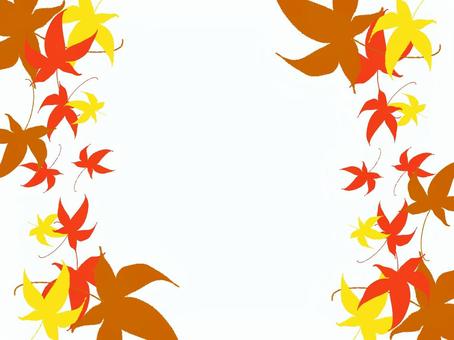紅葉の枠デザインと白背景のイラスト素材 背景,紅葉,もみじ,葉,秋,オレンジ,黄色,赤,自然,季節のイラスト素材