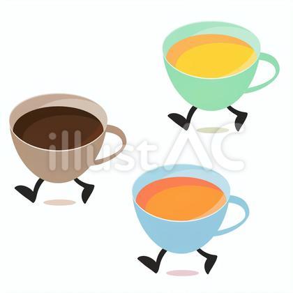 飲み物が歩く素材イラスト