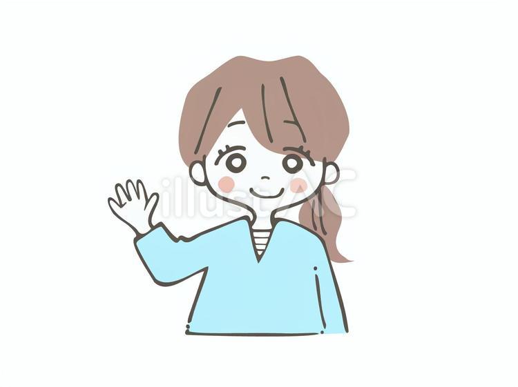 手を振る女性 女性,20代,30代のイラスト素材