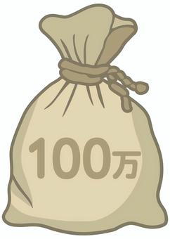 ドル袋（100万） ドル袋,コインバッグ,100万,ドル,円,日本円,ウォン,ポンド,通貨,＄のイラスト素材