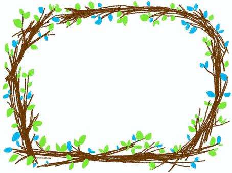 Branch frame, decorative frame, crayon style, decorative frame, JPG and PNG