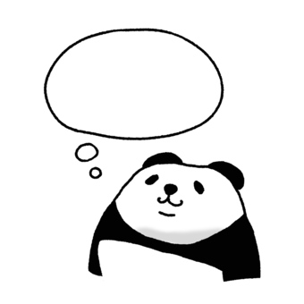 パンダシリーズ　天を仰ぐ　吹き出し2 パンダ,かわいい,動物,吹き出し,フレーム,仰ぐ,影,笑顔,見上げる,空白のイラスト素材