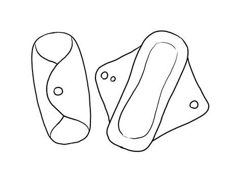 布ナプキン線画 生理用品,布ナプキン,月経,手描き,シンプル,サニタリー,生理,産婦人科,女性,衛生用品のイラスト素材